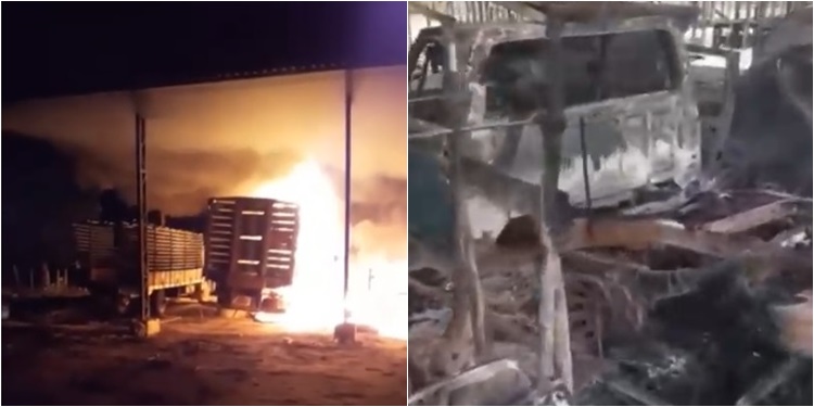 Incêndio destruiu veículos da propriedade de Ronaldo Lages